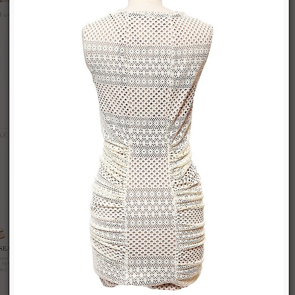 BCBGMAXAZRIA Runway Renee Ivory Sleeveless Ruched-Side mini bodycon Dress size M - Picture 9 of 11